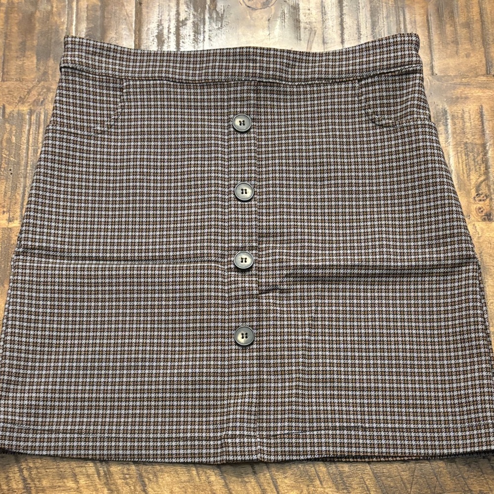 Altar'd State Brown/Gray Plaid Mini Skirt